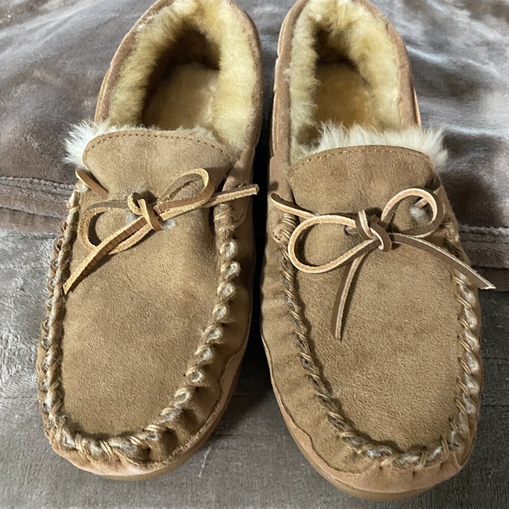Lk New LL Bean Sheepskin Suede Slippers-Womens sz 9M